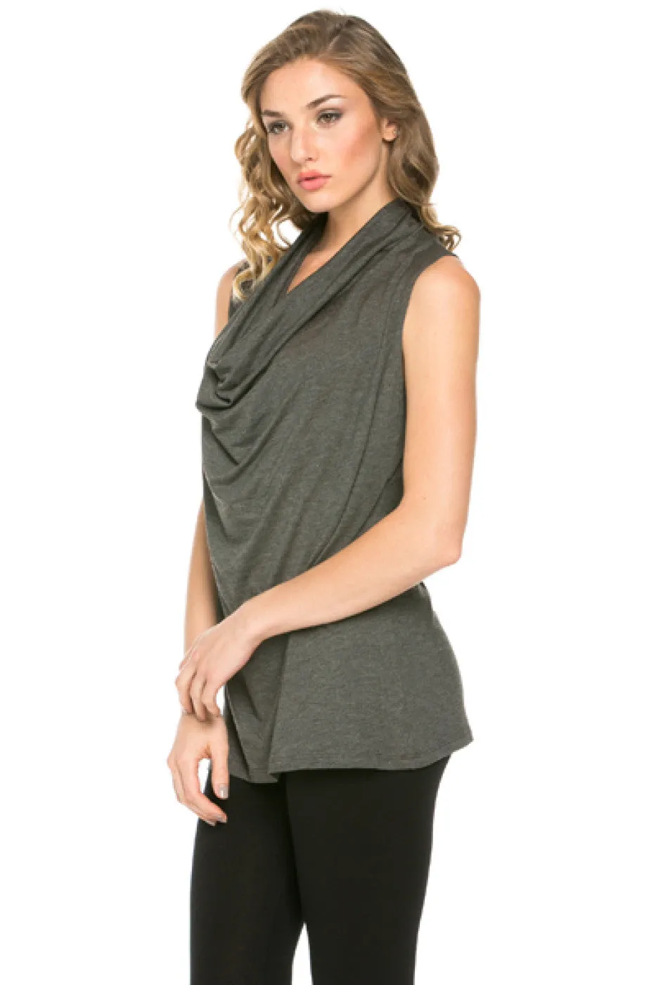Sleeveless Cowl Neck Tunic Top