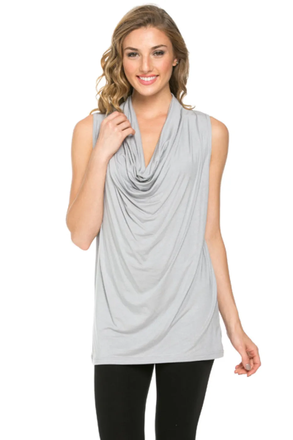 Sleeveless Cowl Neck Tunic Top