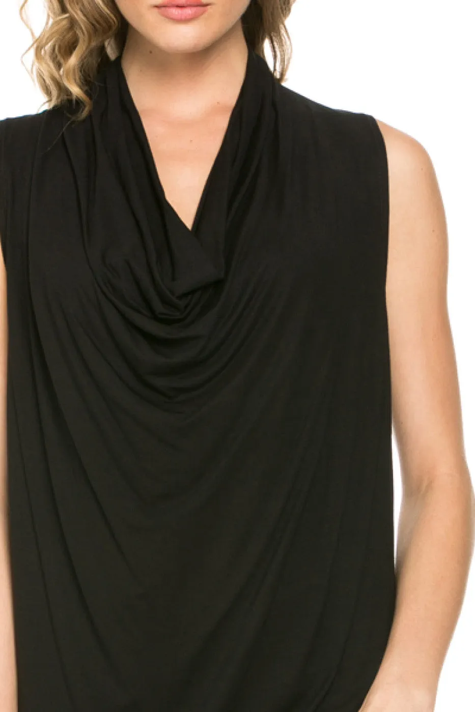 Sleeveless Cowl Neck Tunic Top