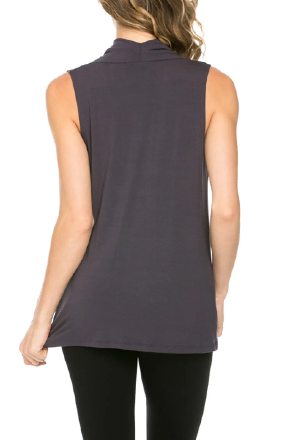 Sleeveless Cowl Neck Tunic Top