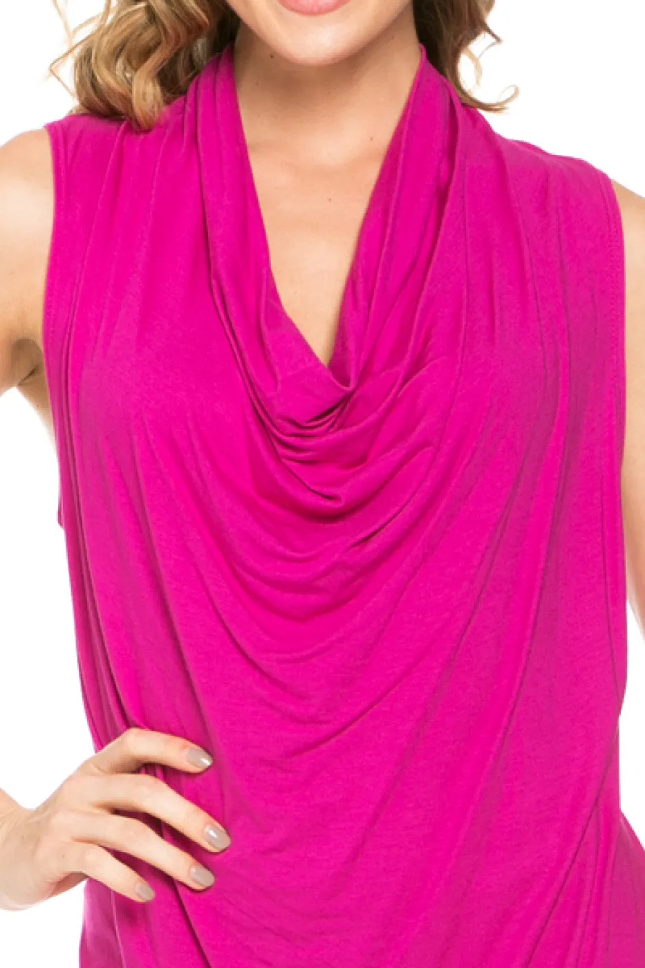 Sleeveless Cowl Neck Tunic Top