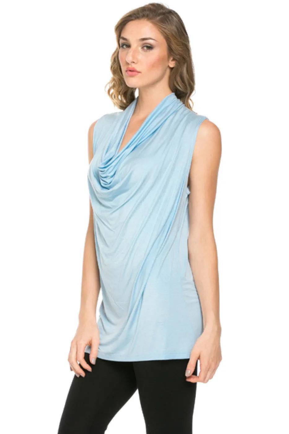 Sleeveless Cowl Neck Tunic Top