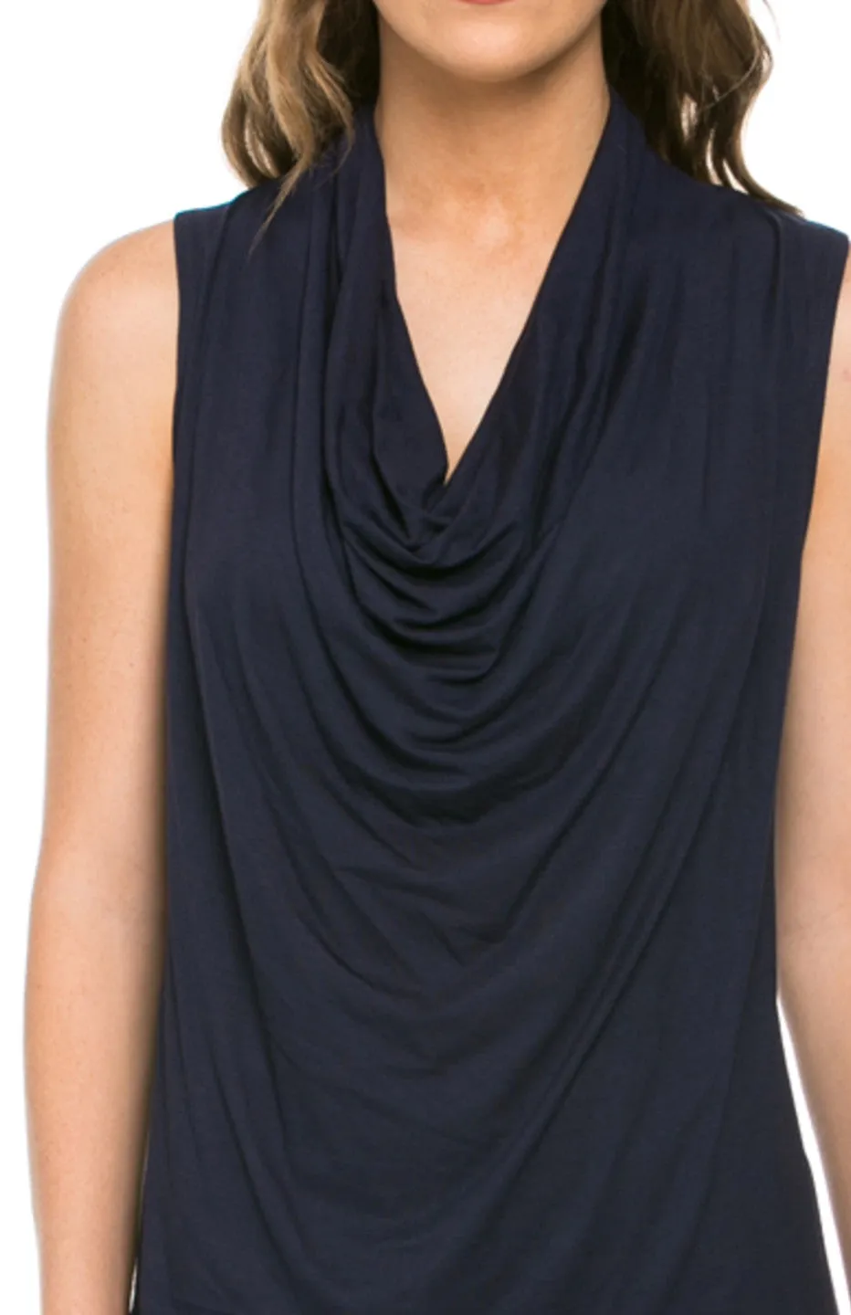 Sleeveless Cowl Neck Tunic Top