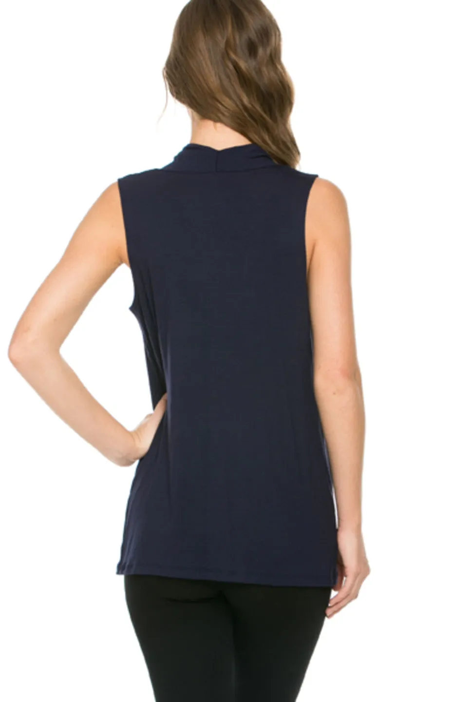 Sleeveless Cowl Neck Tunic Top