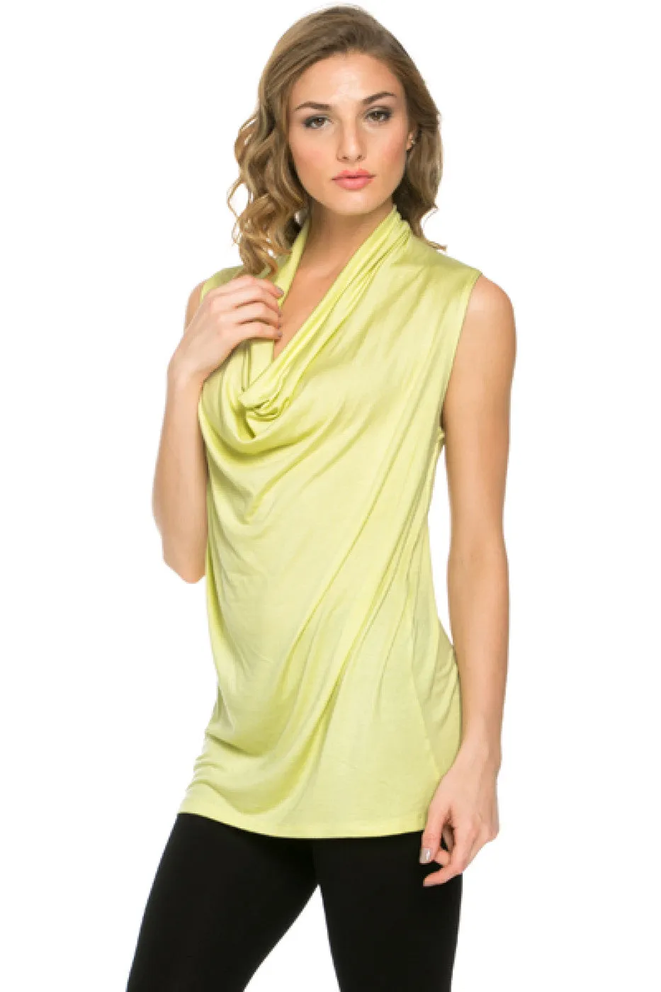 Sleeveless Cowl Neck Tunic Top