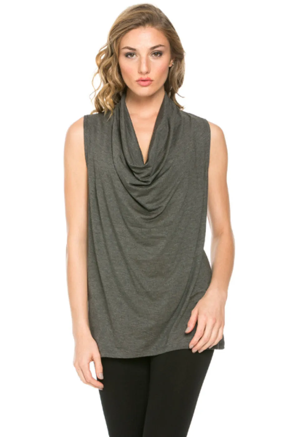 Sleeveless Cowl Neck Tunic Top