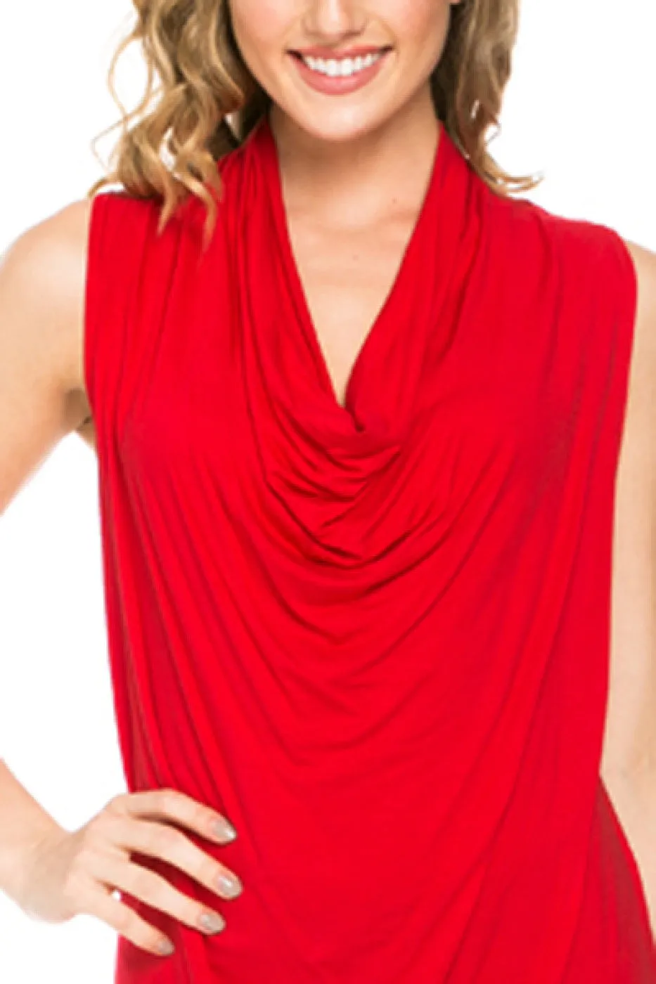Sleeveless Cowl Neck Tunic Top