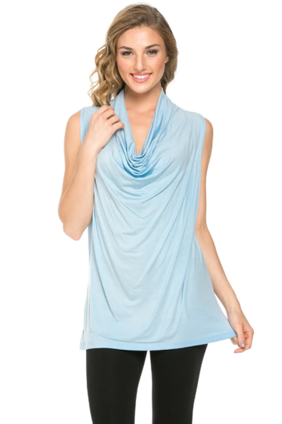 Sleeveless Cowl Neck Tunic Top