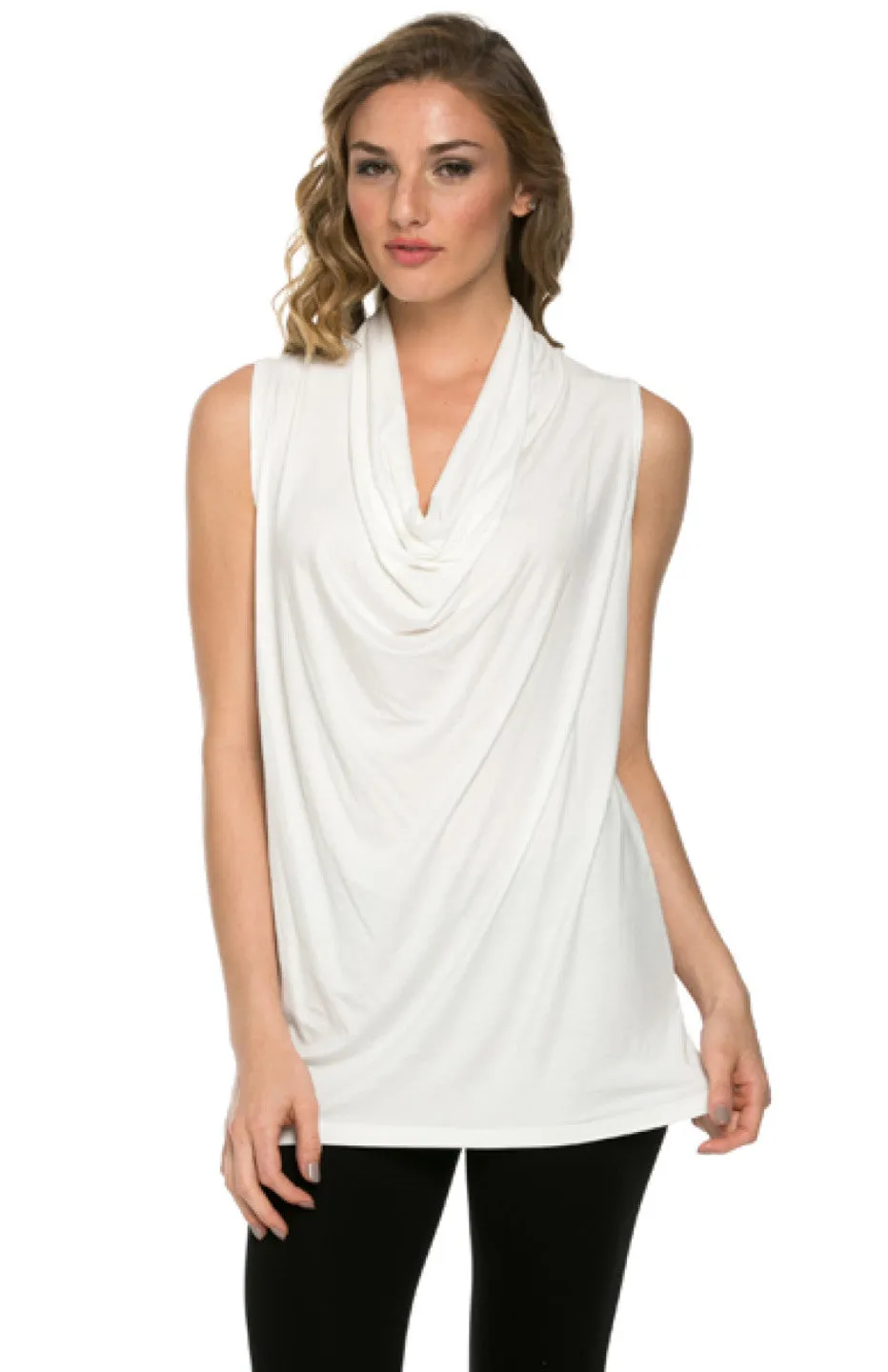 Sleeveless Cowl Neck Tunic Top