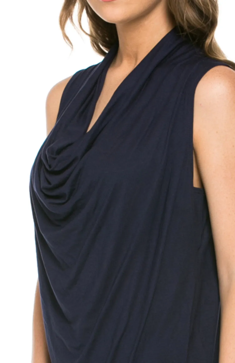 Sleeveless Cowl Neck Tunic Top