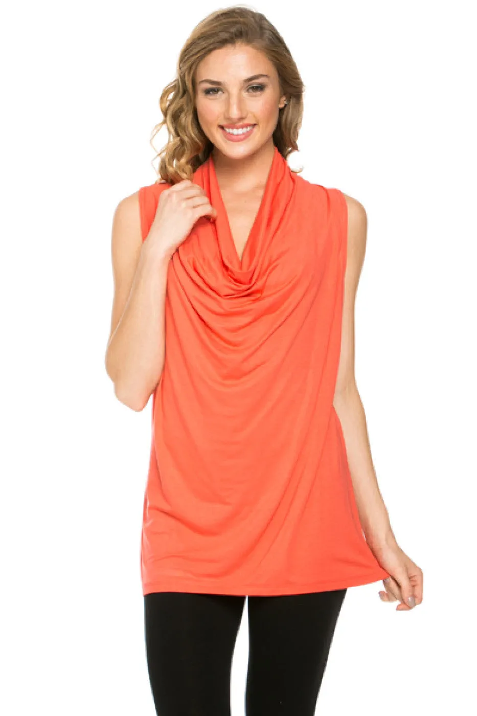 Sleeveless Cowl Neck Tunic Top
