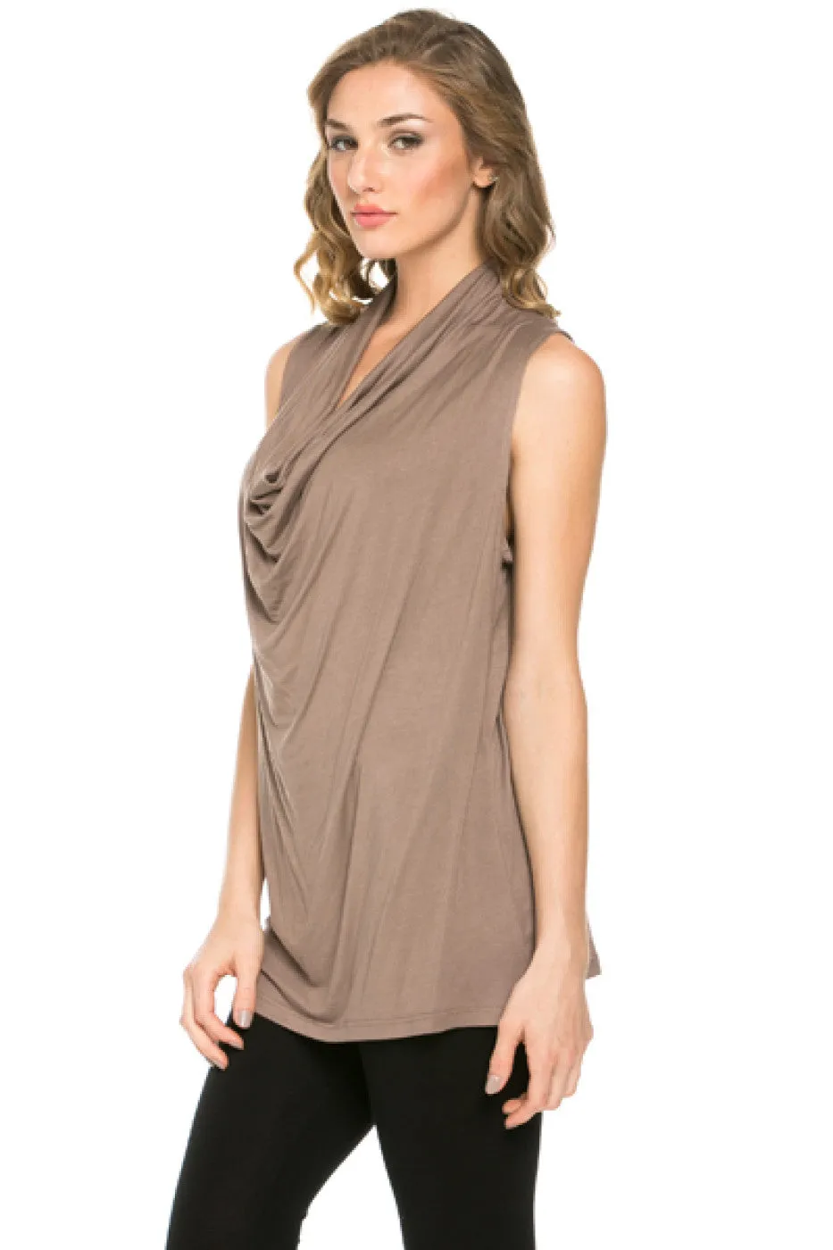 Sleeveless Cowl Neck Tunic Top