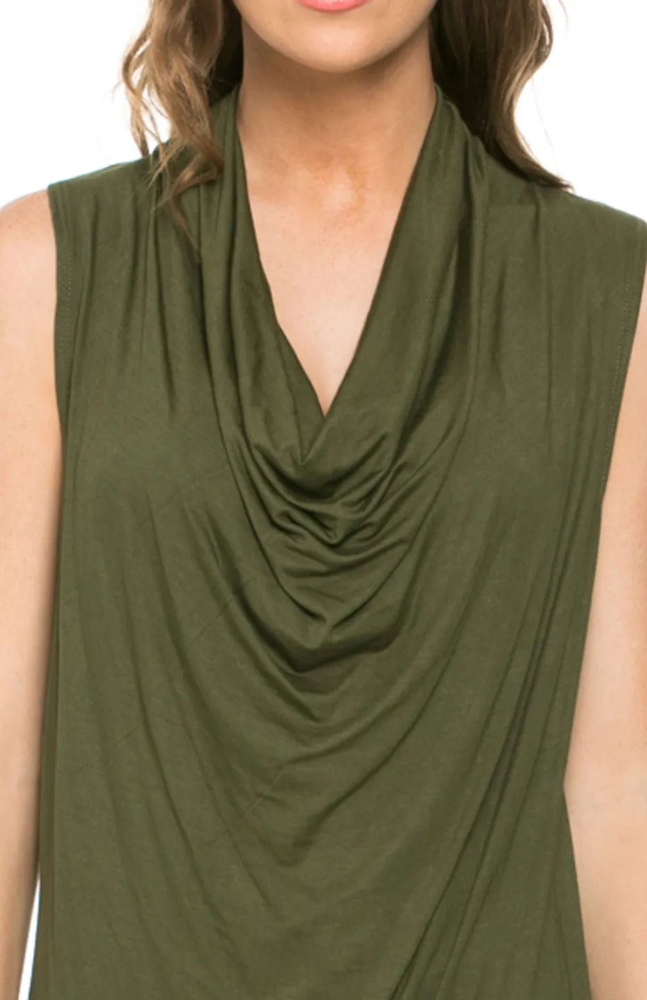 Sleeveless Cowl Neck Tunic Top