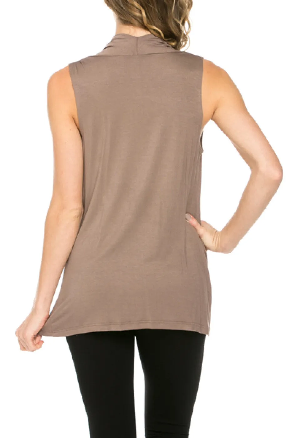 Sleeveless Cowl Neck Tunic Top