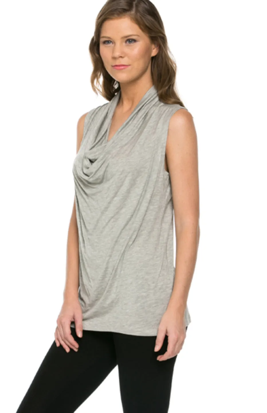 Sleeveless Cowl Neck Tunic Top