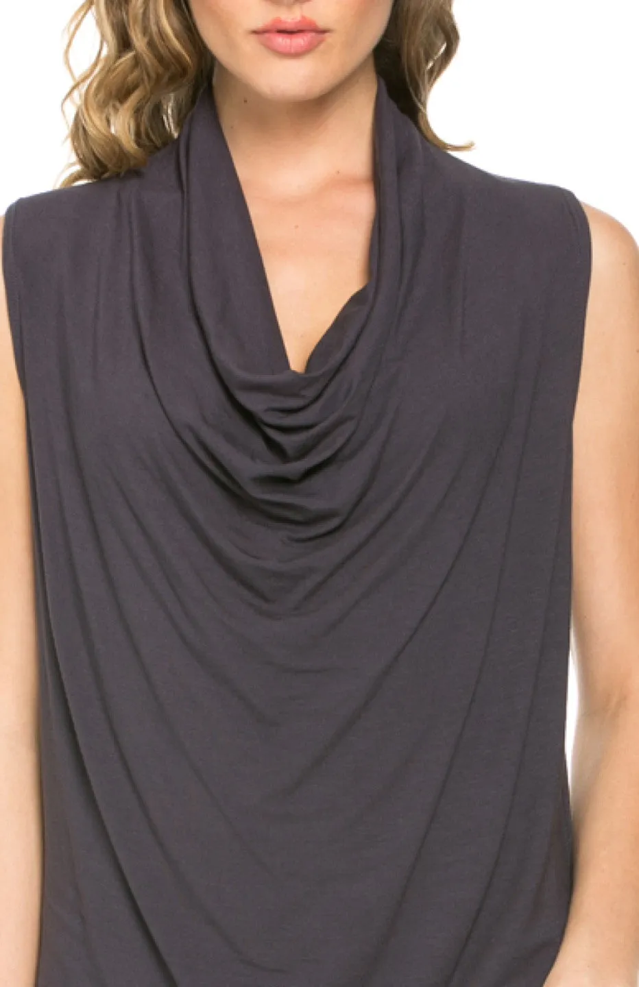 Sleeveless Cowl Neck Tunic Top