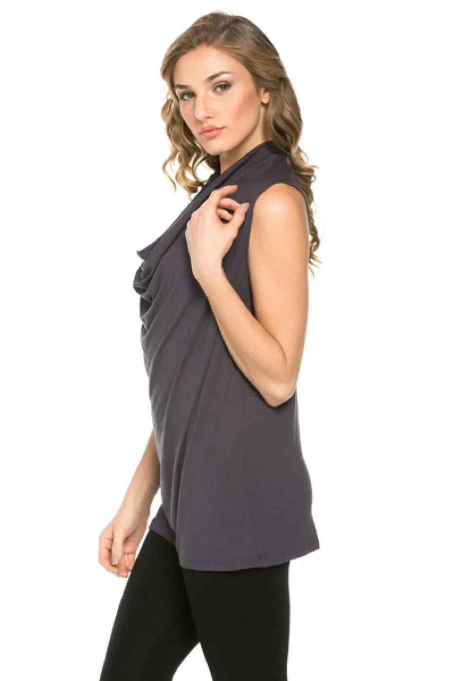 Sleeveless Cowl Neck Tunic Top