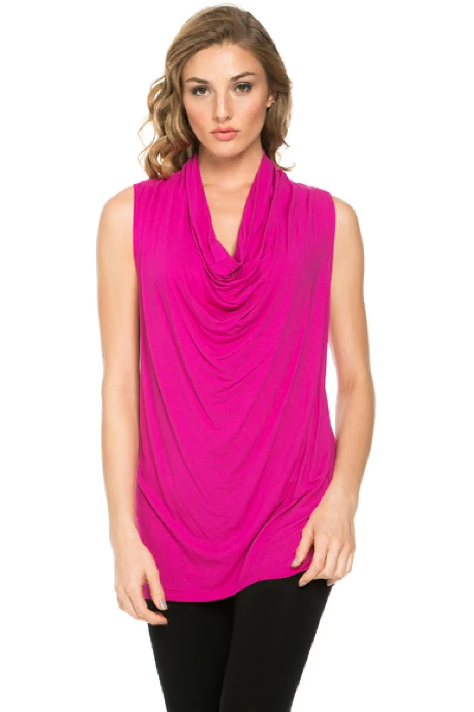 Sleeveless Cowl Neck Tunic Top