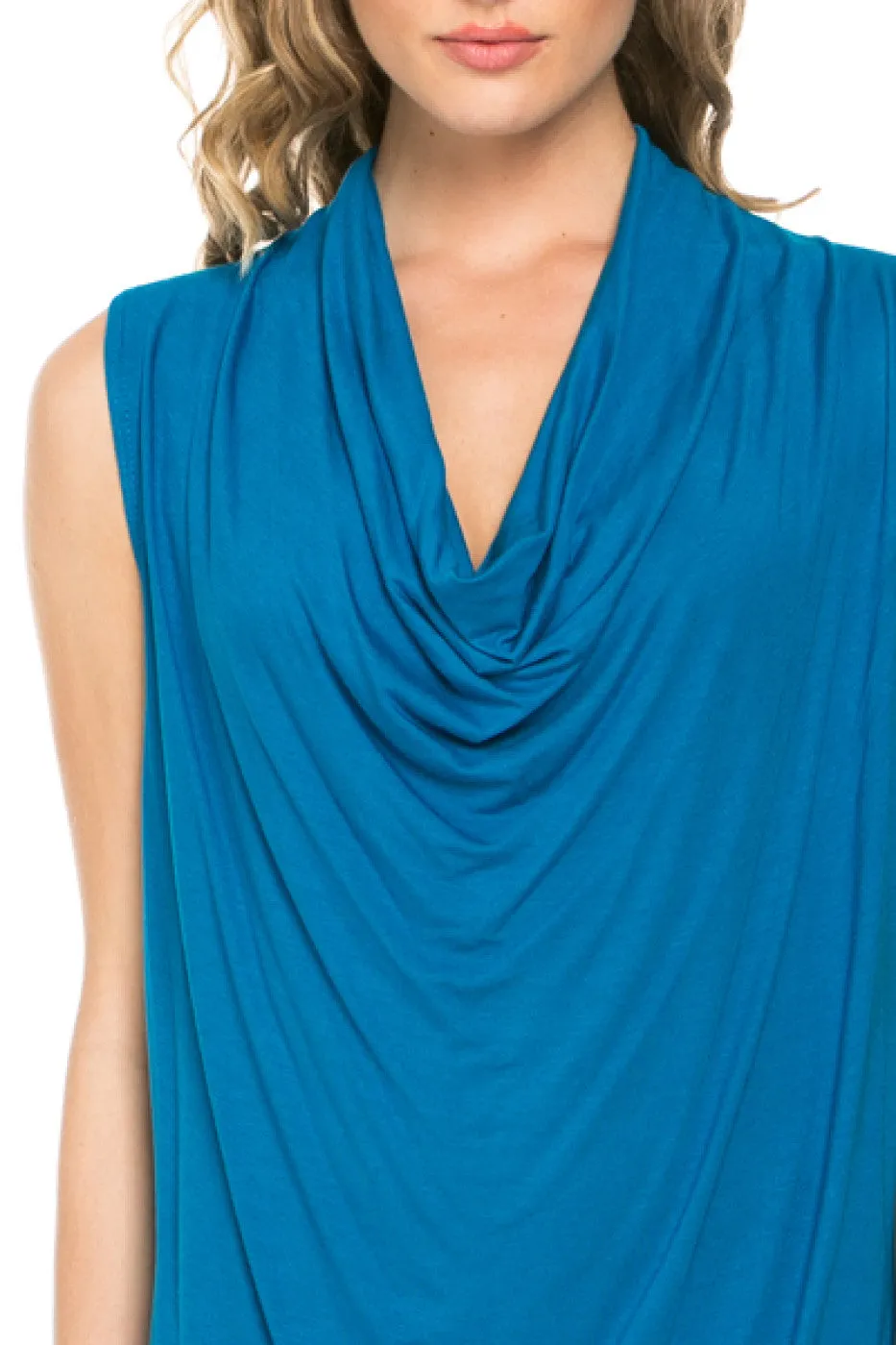 Sleeveless Cowl Neck Tunic Top