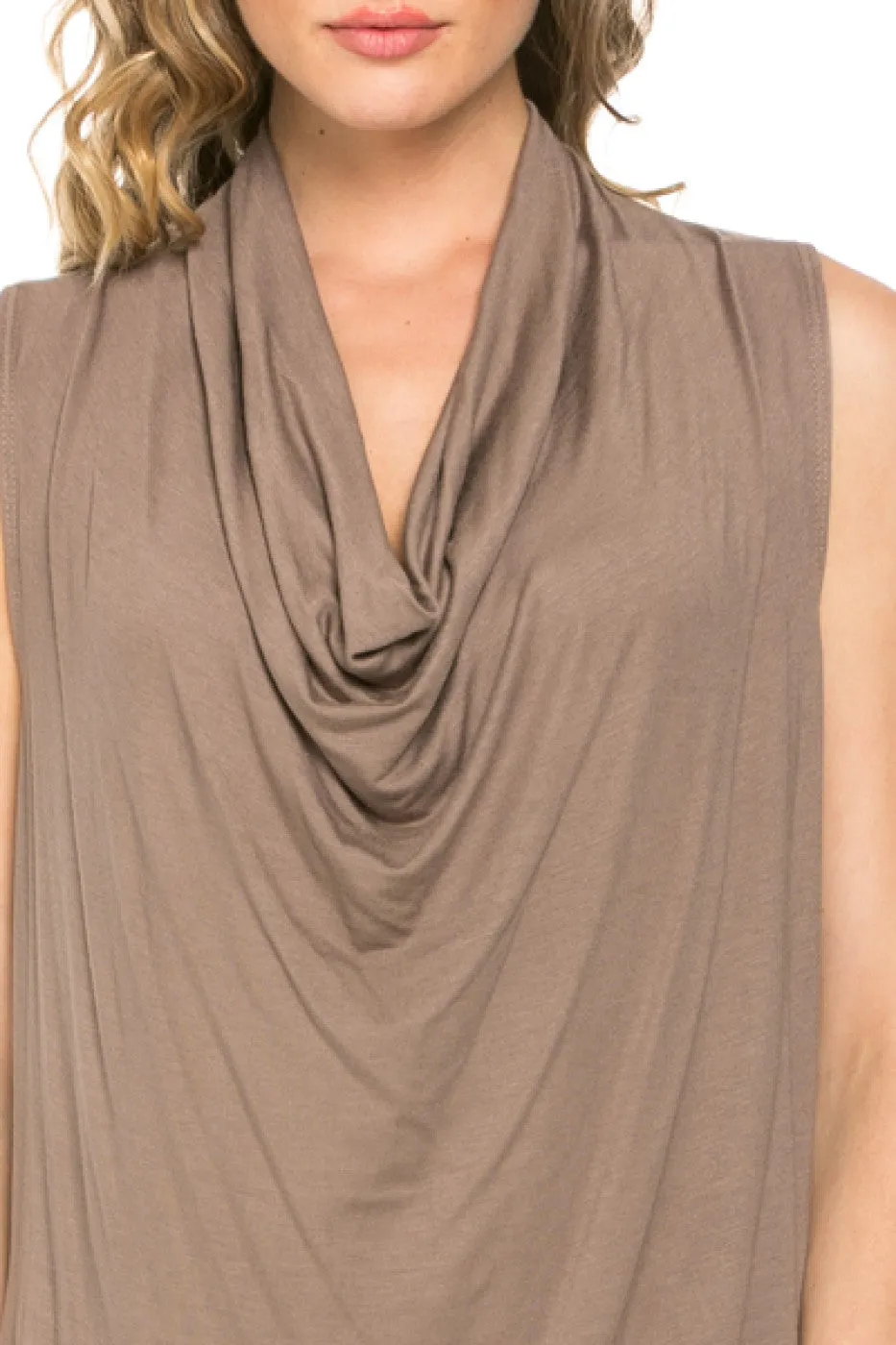 Sleeveless Cowl Neck Tunic Top