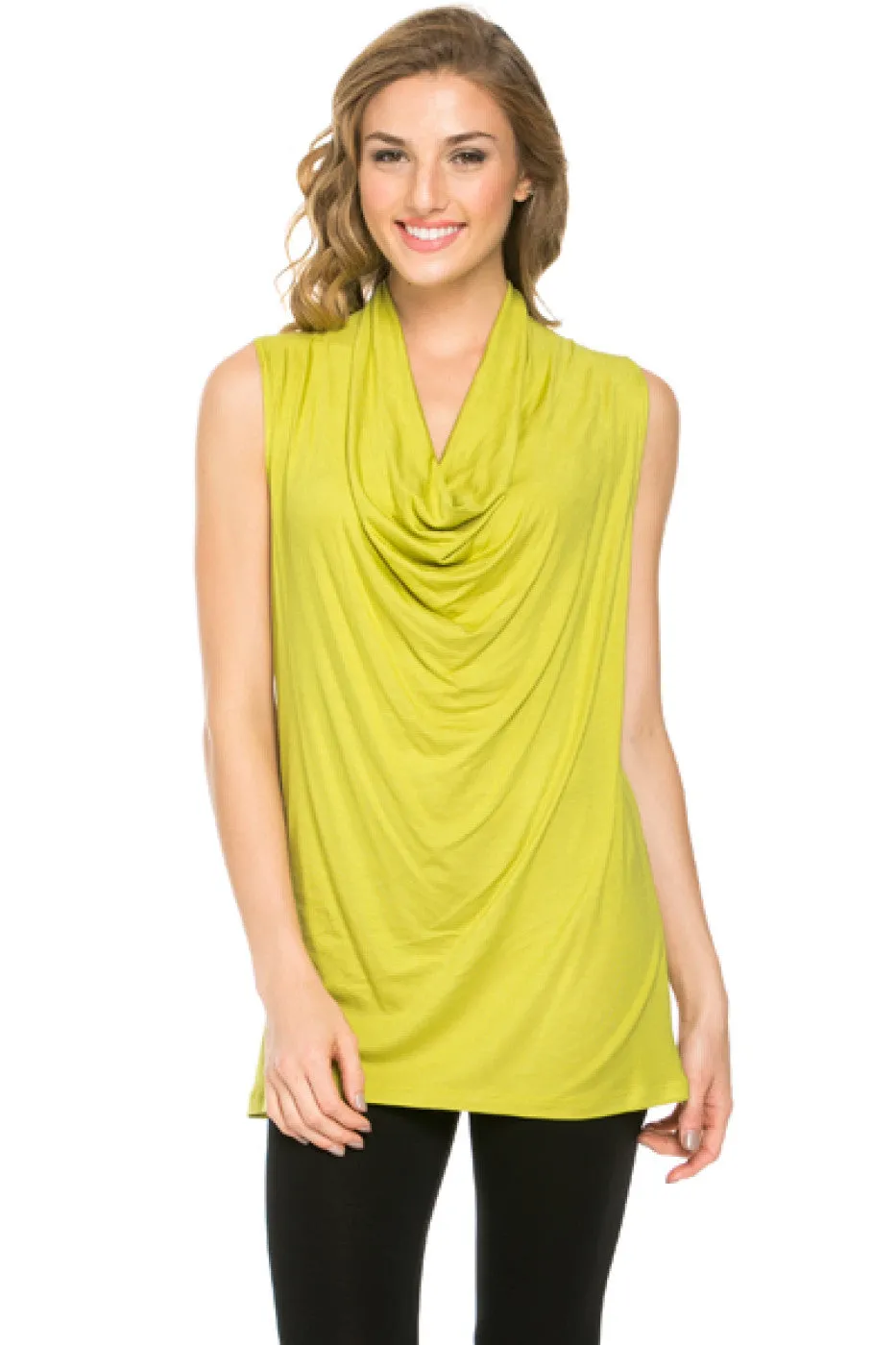 Sleeveless Cowl Neck Tunic Top