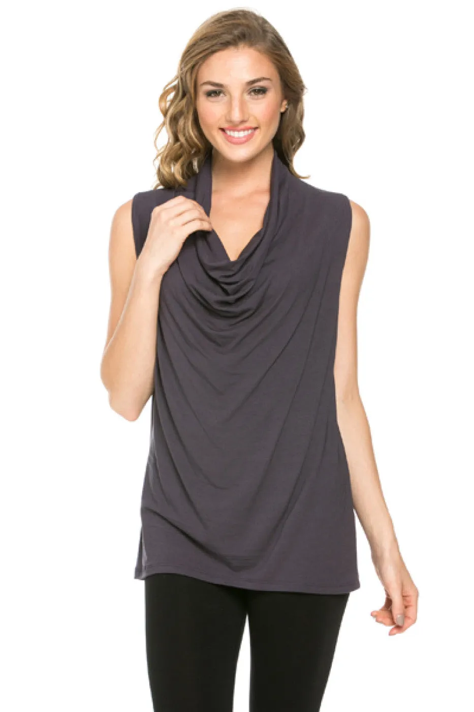 Sleeveless Cowl Neck Tunic Top