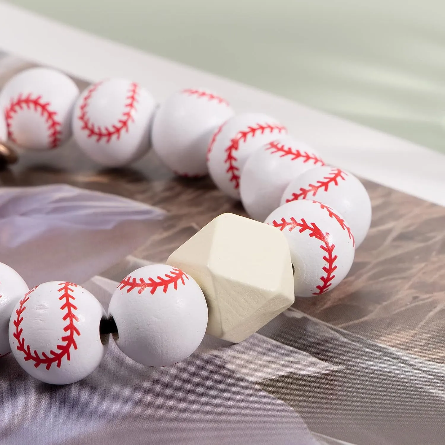 Softball Baseball Charm Keychains Wooden Key Ring Bracelet Wristlet Women Girls Sport Athlete Game Day