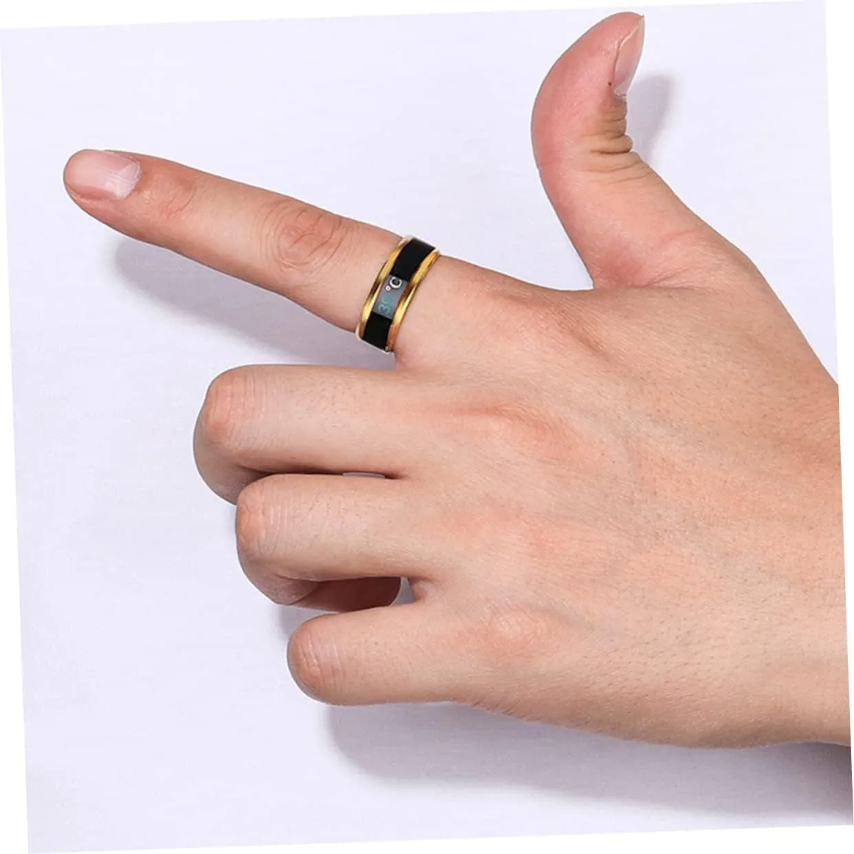 SOIMISS Gold Plated Ring for Men Temperature Changing Couple Ring Stylish Jewelry for Wedding