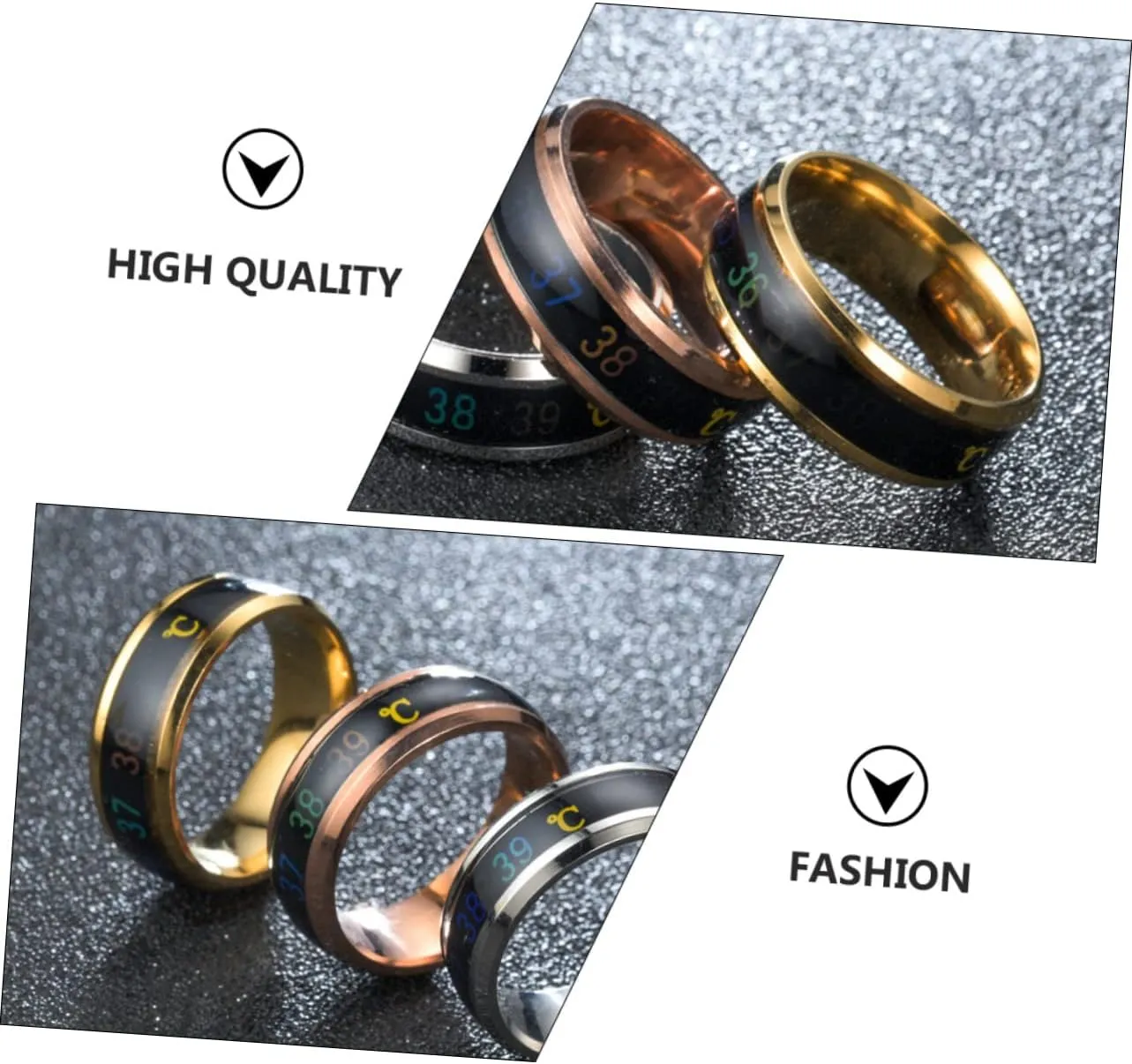 SOIMISS Gold Plated Ring for Men Temperature Changing Couple Ring Stylish Jewelry for Wedding