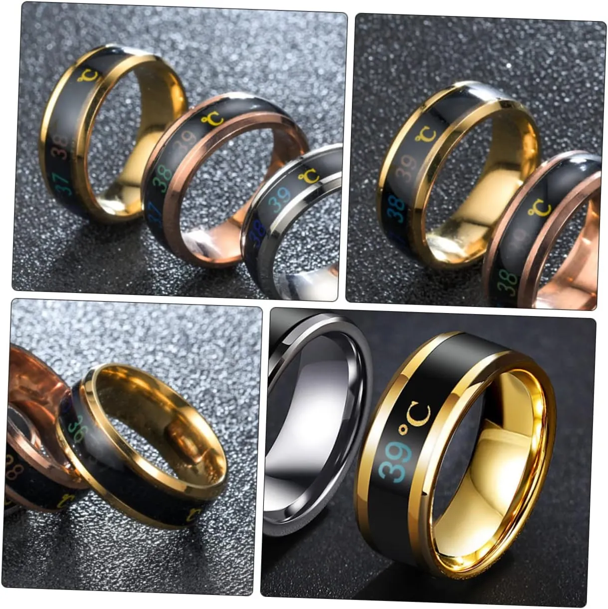 SOIMISS Gold Plated Ring for Men Temperature Changing Couple Ring Stylish Jewelry for Wedding