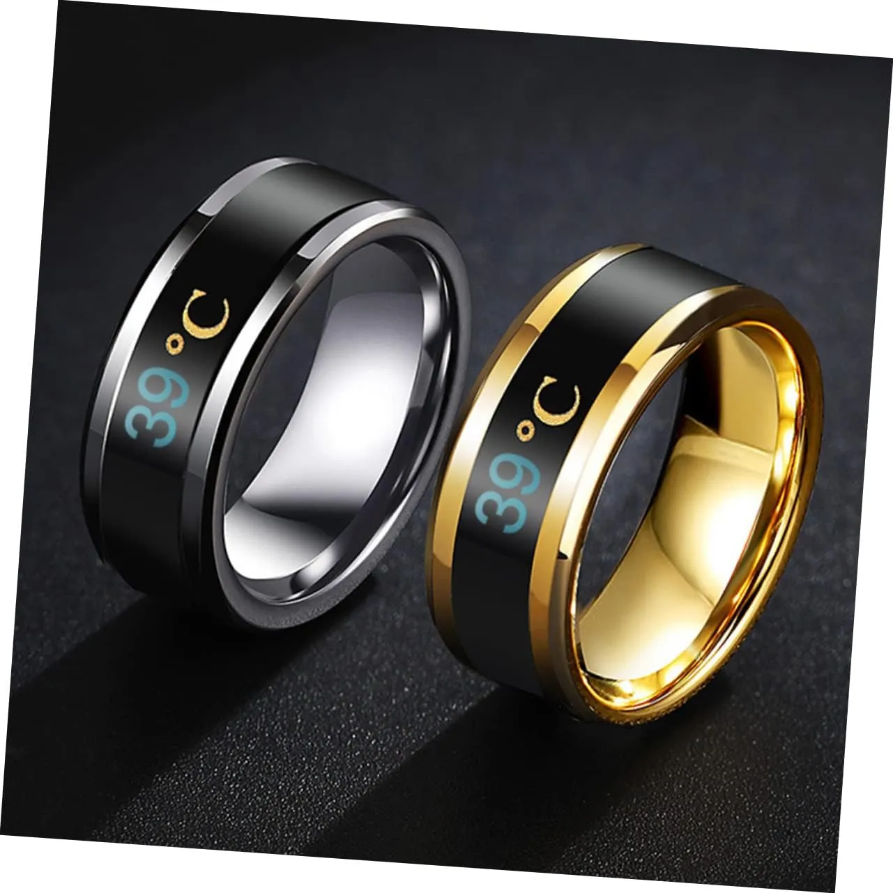 SOIMISS Gold Plated Ring for Men Temperature Changing Couple Ring Stylish Jewelry for Wedding