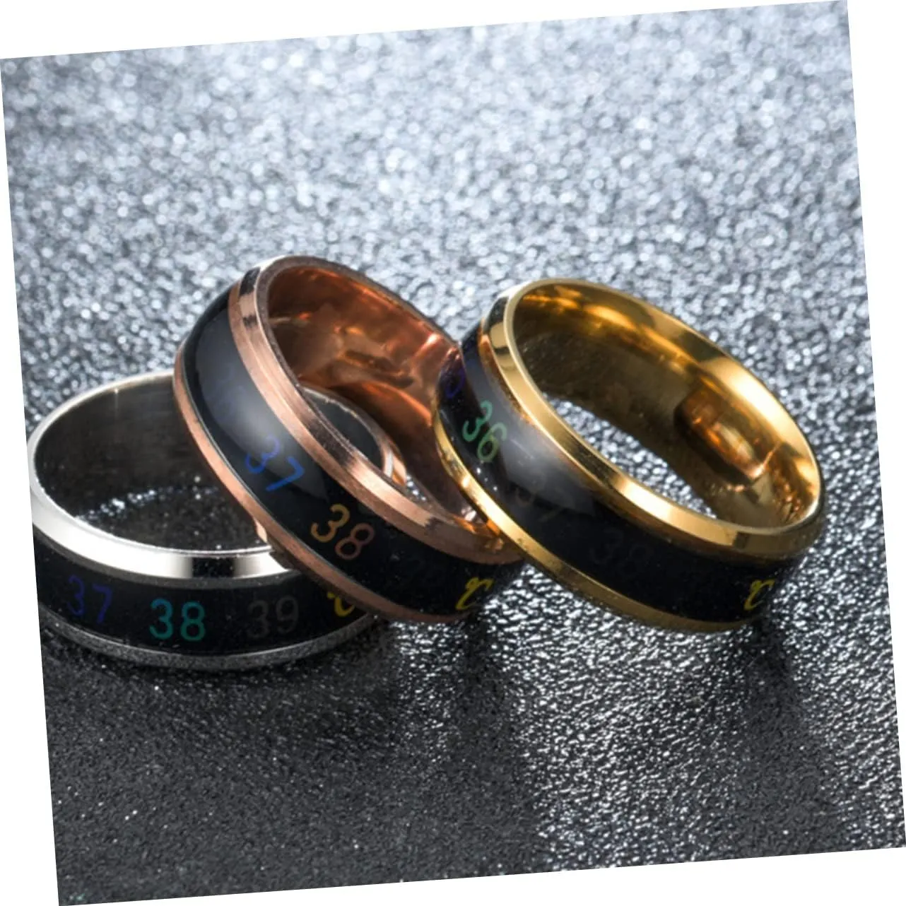 SOIMISS Gold Plated Ring for Men Temperature Changing Couple Ring Stylish Jewelry for Wedding