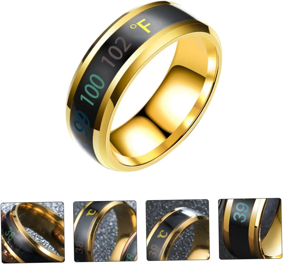 SOIMISS Gold Plated Ring for Men Temperature Changing Couple Ring Stylish Jewelry for Wedding