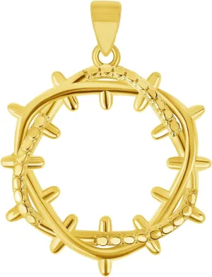Solid 14k Yellow Gold Crown of Thorns Pendant