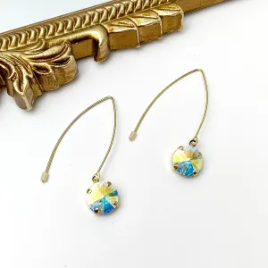 Sorrelli | Nadine Dangle Earrings in Bright Gold Tone with Round Aurora Borealis Crystals