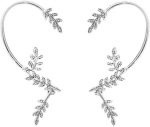 Sparkling Butterfly Ear Cuffs Crystal Angel Wing Cartilage Climber Ear Wrap Shining Leaf Cartilage Climber Cuff Earrings Jewelry for Women