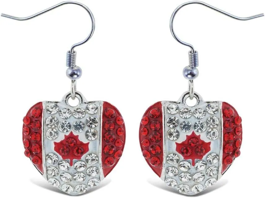 Sparkling Crystal Dangle Drop Earrings, Rhinestone Stud Silver Costume Jewelry, Hypoallergenic Charm, Fashion Chandelier Fish Hook Ear Ring Accessory - Canada Heart