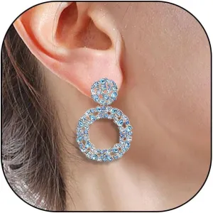Sparkling Crystal Statement Earrings for Women,Dainty Rhinestone Round Hollow Circle Drop Dangle Earrings Party Prom Vintage Colorful Jewelry Gifts