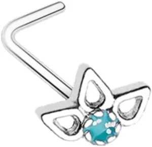 Sparkling Ornate Lotus WildKlass L-Shape Nose Ring