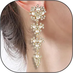 Sparkling Zirconia Pearl Dangle Earrings for Women Vintage Gold Plated Geometric Crystal Cluster Long Tassel Earrings Trendy Wedding Jewelry Gifts