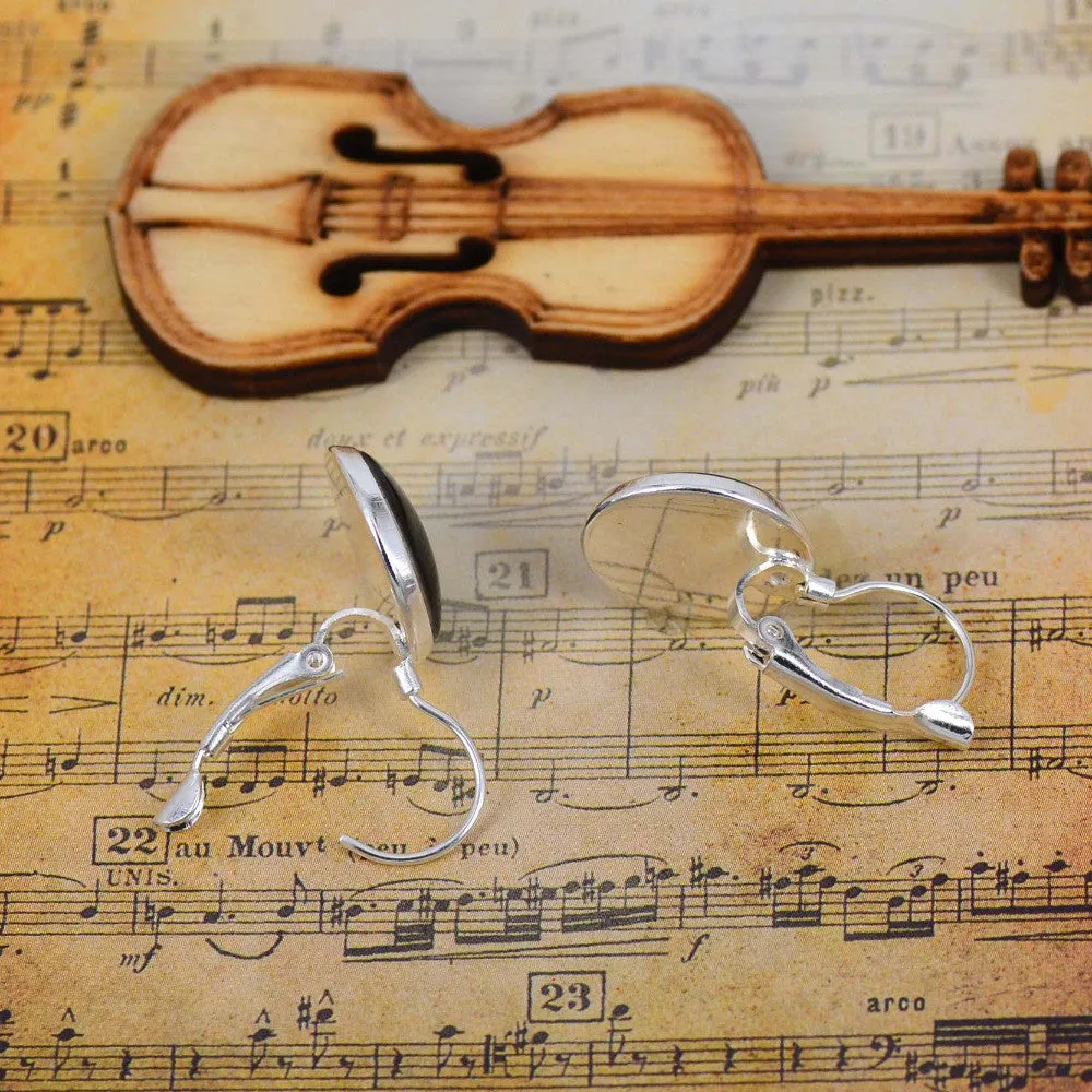 Spring Butterfly Earrings Silver Plated French Lever Back Glass Cabochon Copper Earrings For Women Vintage Earings