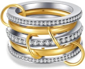 Stackable Rings for Women  14k Gold Plated CZ Cubic Zirconia,Gold Knuckle Rings for Womens Stackable Ring Set