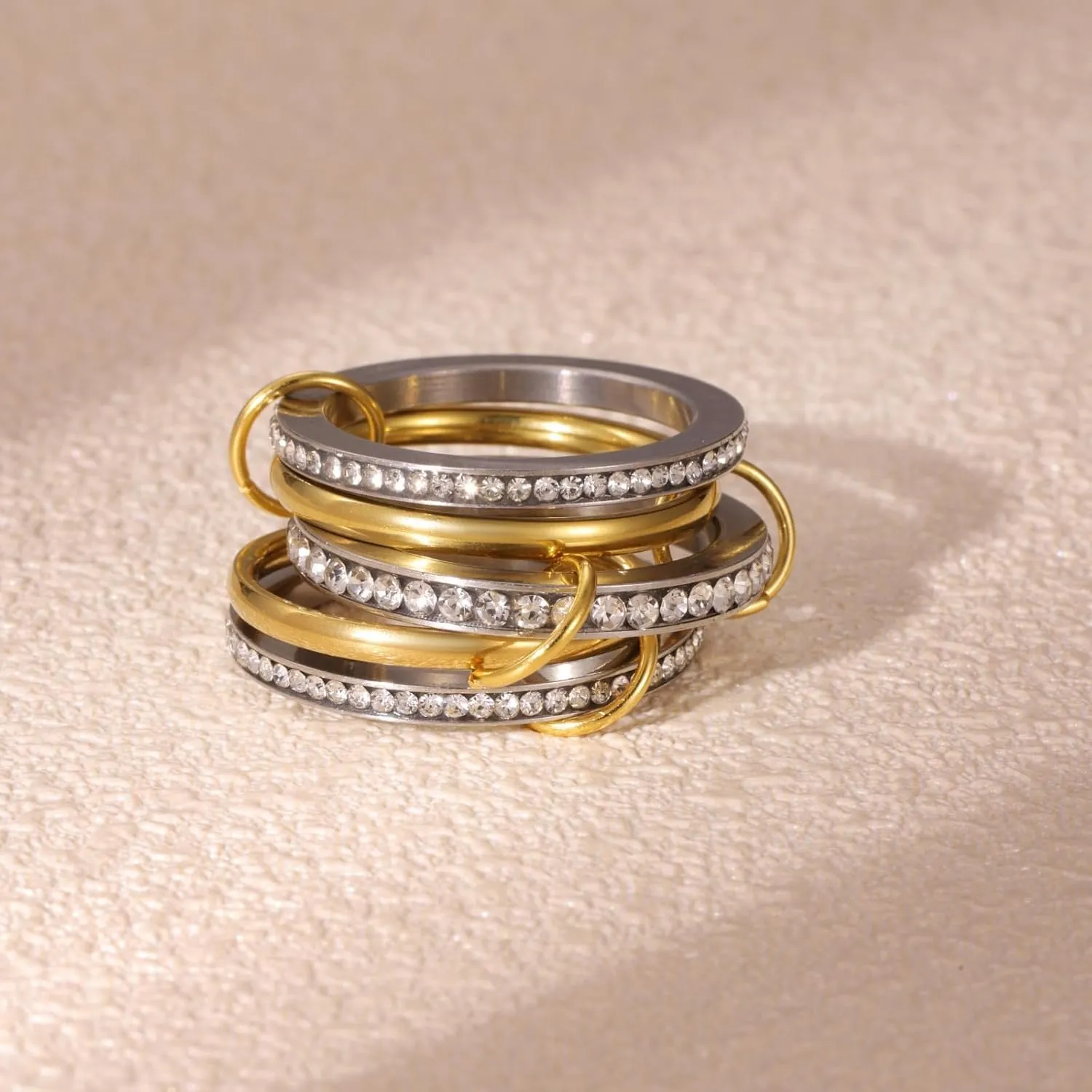 Stackable Rings for Women  14k Gold Plated CZ Cubic Zirconia,Gold Knuckle Rings for Womens Stackable Ring Set