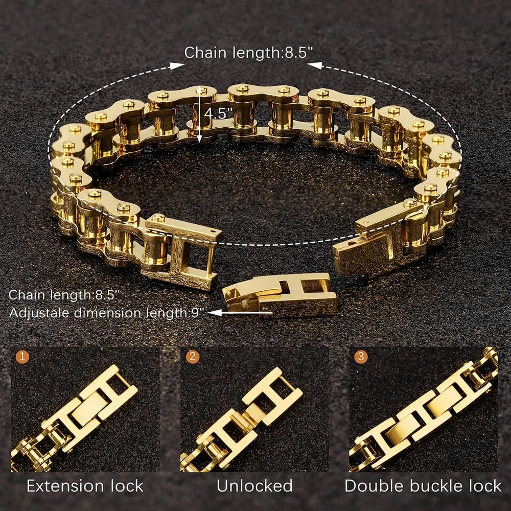 Stainless Steel Bike Chain Link Bracelet for Men - Fashionable and Versatile Motorcycle Chain - Holiday/Anniversary/Valentine's Day Gift