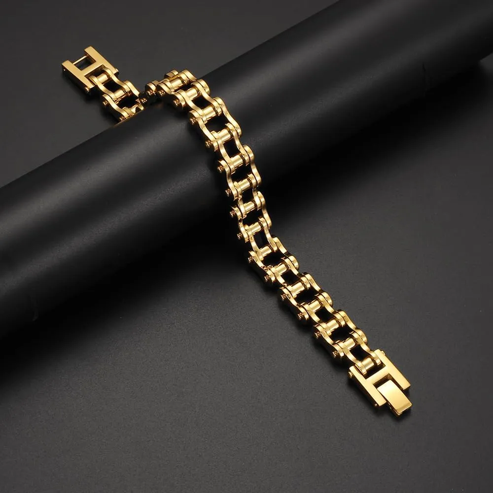 Stainless Steel Bike Chain Link Bracelet for Men - Fashionable and Versatile Motorcycle Chain - Holiday/Anniversary/Valentine's Day Gift