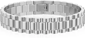 Stainless Steel Chain Bracelets: Cool Link Bracelet Titanium Bangles for Men Women Teens Guys Boyfriend Stack Stackable Watch Band Chain Waterproof Chain Dainty Silver Jewelry 7.5 Inches