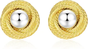 Statement Chunky Gold Silver Earrings for Women Round Rope Disc Stud Earrings Geometric Vintage Earrings Trendy Jewelry for Women