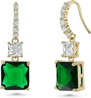 Statement Emerald & Gold Dangle Earrings: Women's Trendy Green Jewelry