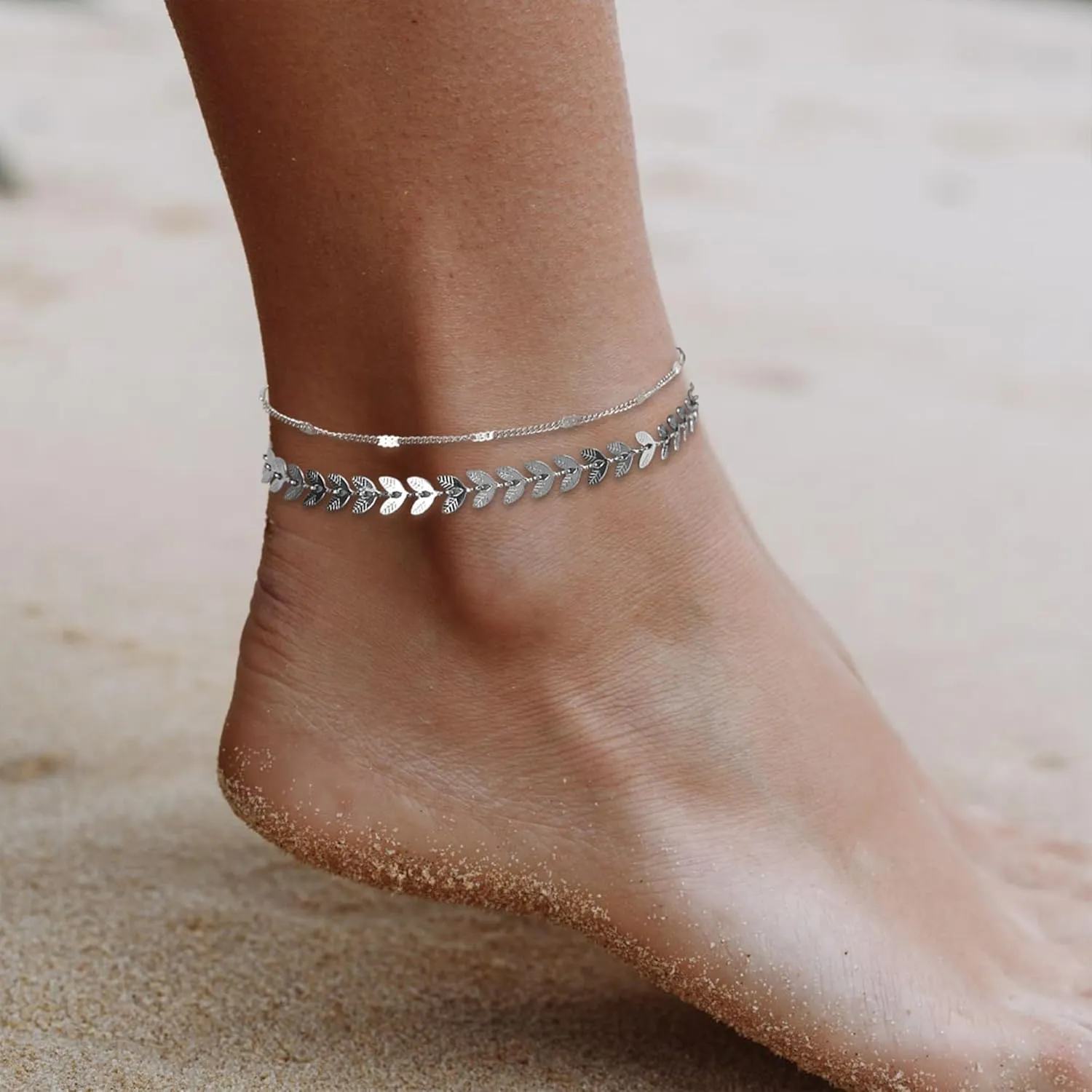 Sterling Silver Anklet Bracelets for Women Set Dainty Sparkly Circle Coin Charms Pearl Cubic Zirconia Paperclip Foot Chain Adjustable Waterproof Layered Anklets Thin Stackable Jewelry Gifts