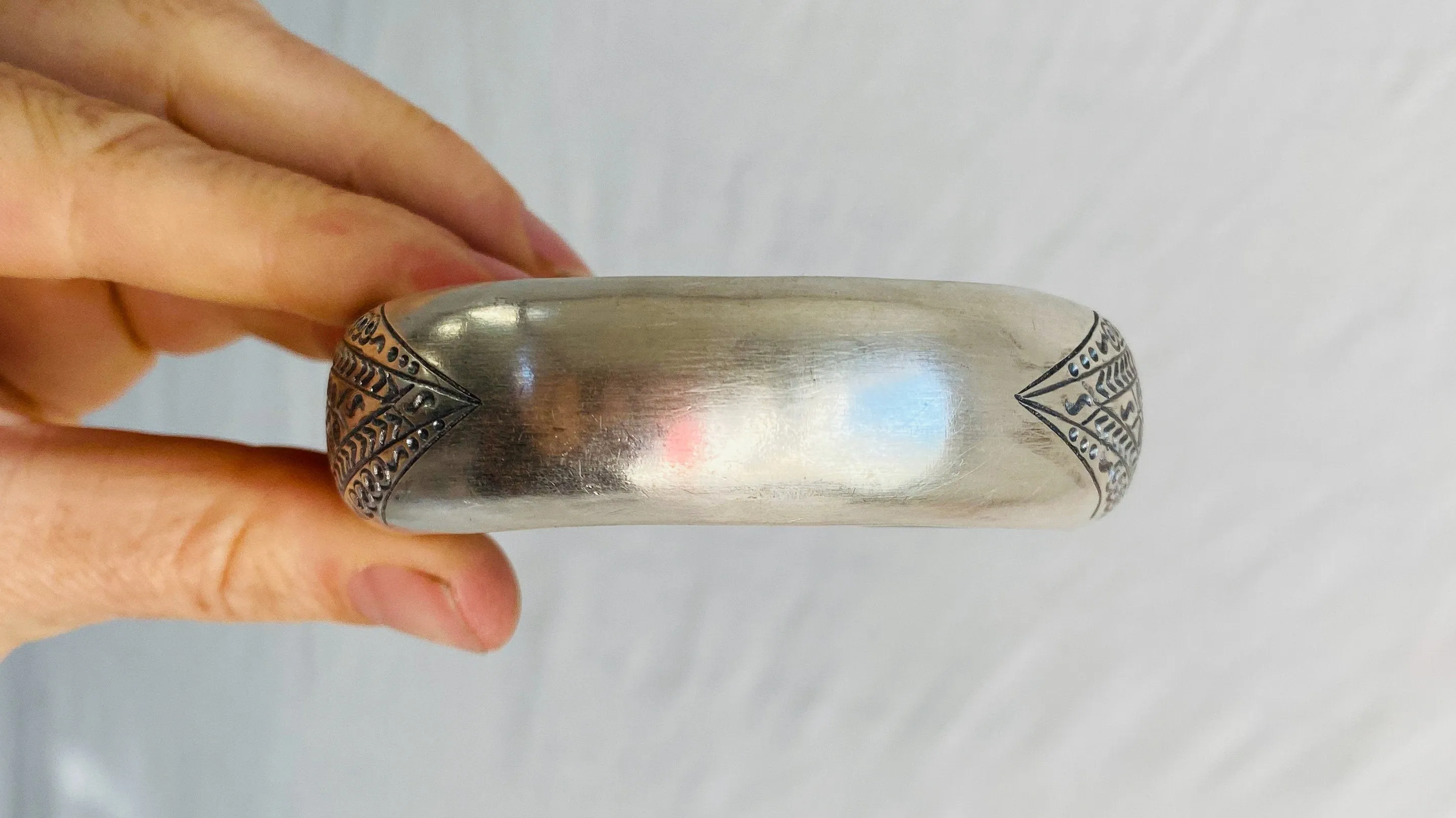 Sterling Silver Bangle from the Karen Hill Tribe. 0345
